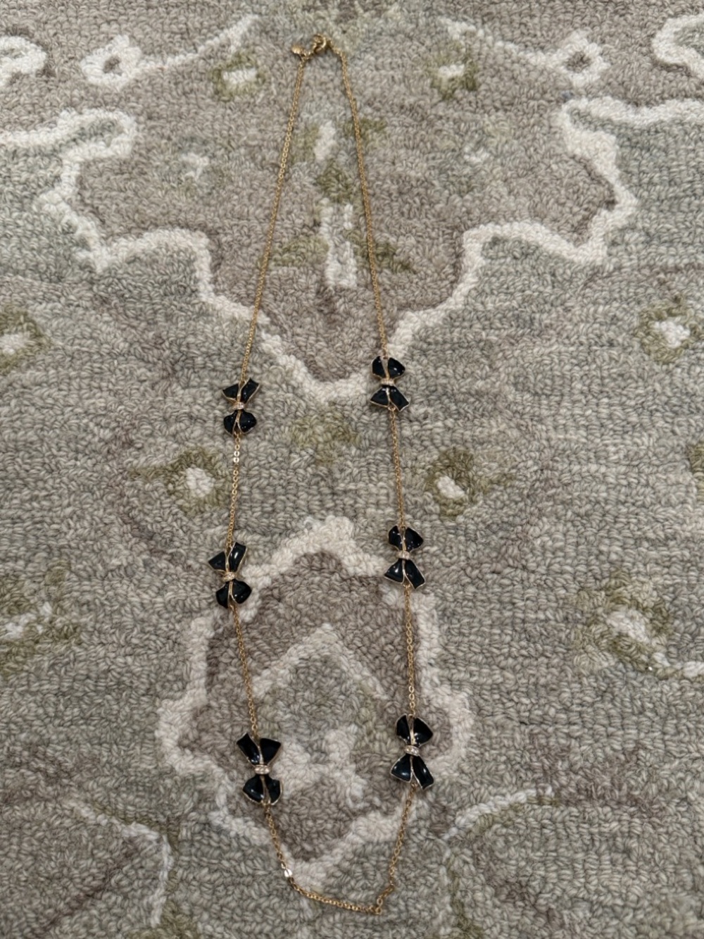 J.Crew Black Bow & Rhinestone Gold Chain Necklace - Picture 5 of 5